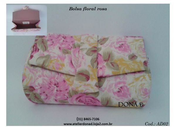 Bolsa floral rosa - Cód. AD02
