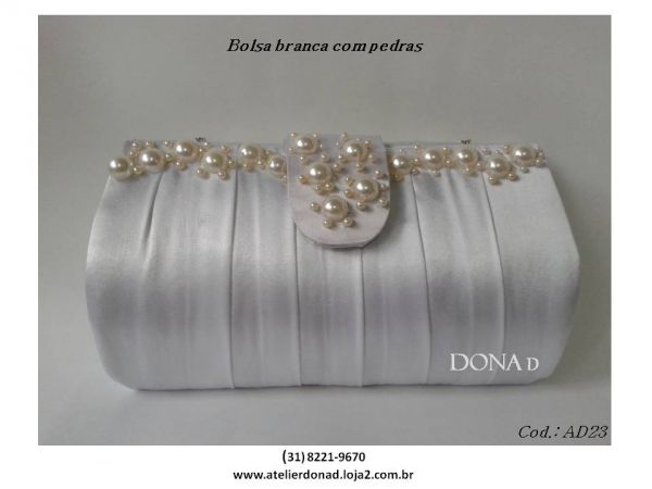 Bolsa branca com pedras - Cód. AD23